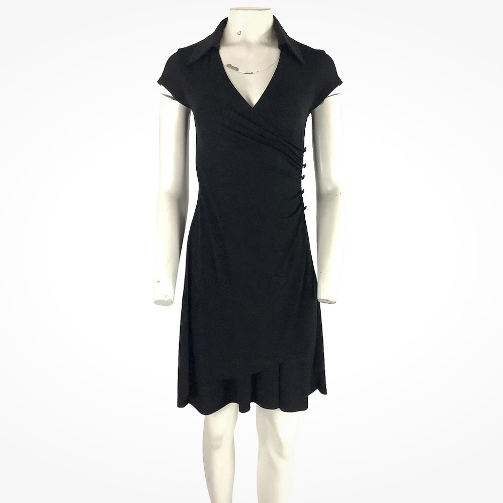 Vintage 90's Y2K Teeze Me Sz M Faux Wrap Side Buttoned Chiffon Cocktail Dress